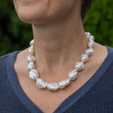 Large Baroque Cultured Pearl Necklace, 18 Inches, Sterling Silver