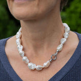 Large Baroque Cultured Pearl Necklace, 18 Inches, Sterling Silver