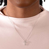 Classic Diamond Cross Pendant, 14 Karat White Gold