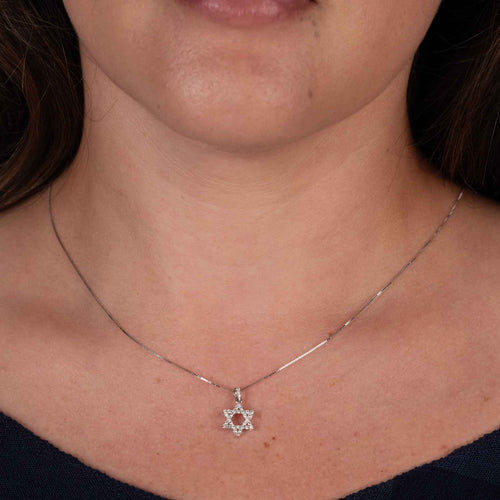 Natural Diamond Star of David, 18K White Gold