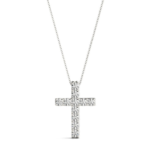 Shared Prong Diamond Cross, .22 Carat Total, 14K White Gold