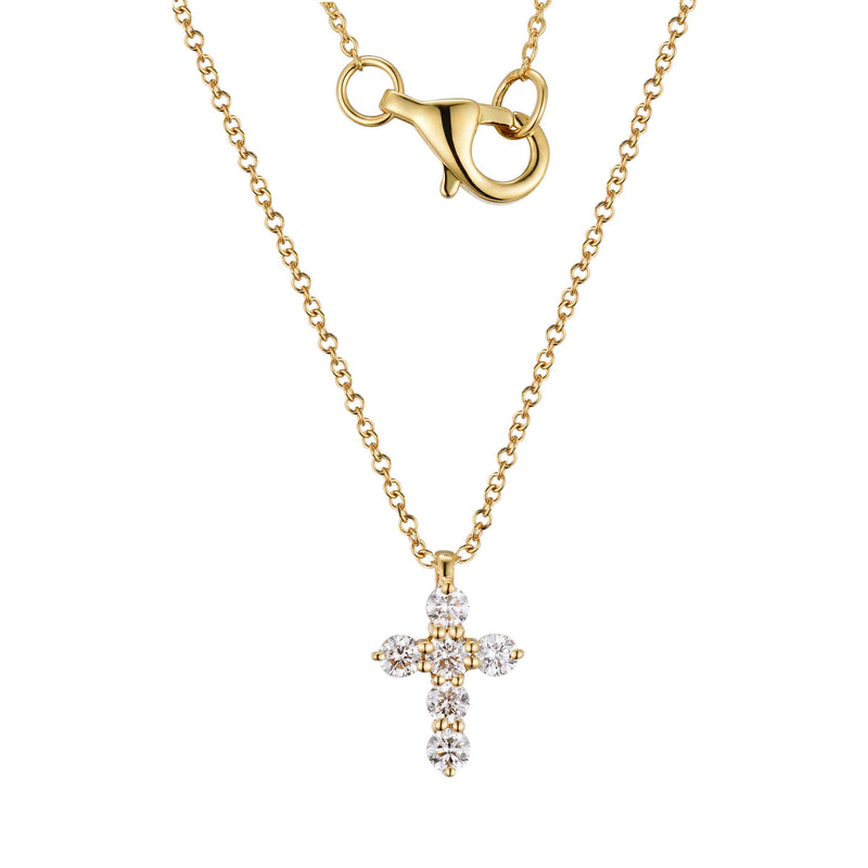 Diamond Petite Cross Prong Set, 14K Yellow Gold