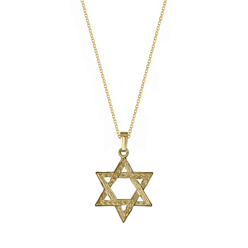 Textured Star of David Pendant, 14K Yellow Gold