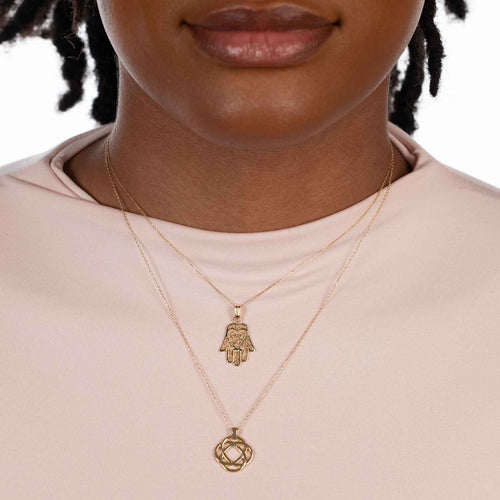 Hamsa Filigree Pendant, 14K Yellow Gold
