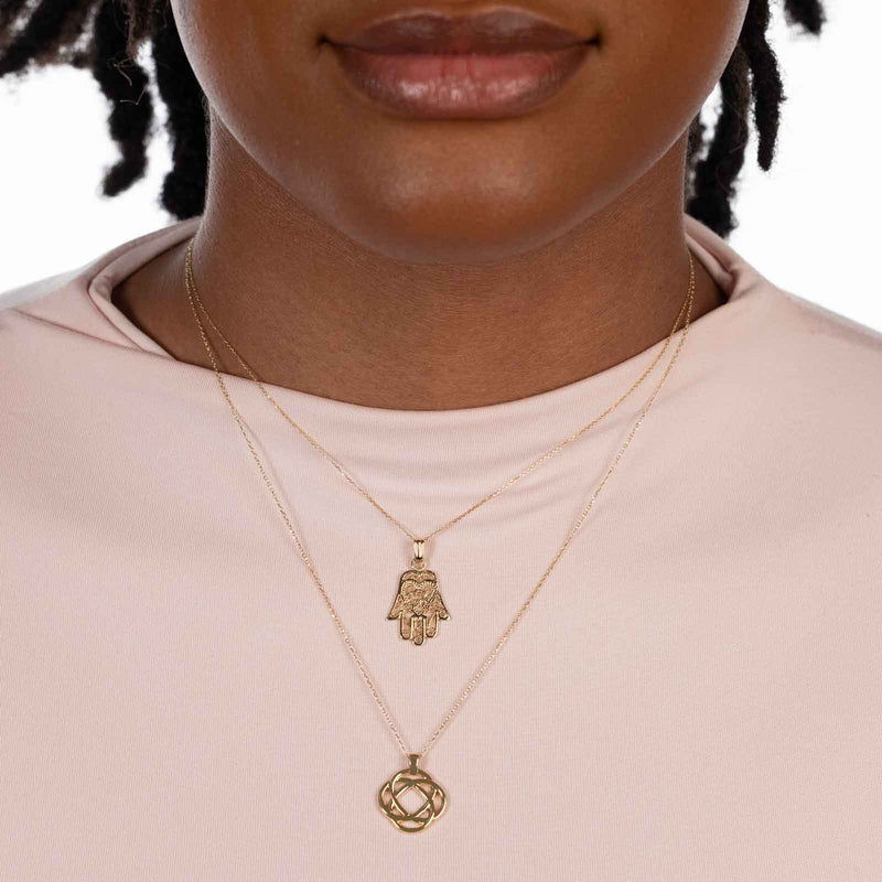 Hamsa Filigree Pendant, 14K Yellow Gold