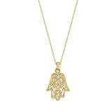 Hamsa Filigree Pendant, 14K Yellow Gold