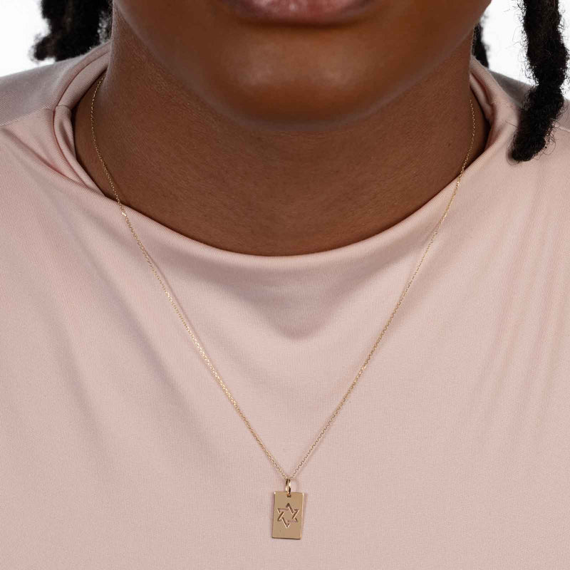 Star of David Cutout Tag Pendant, 14K Yellow Gold