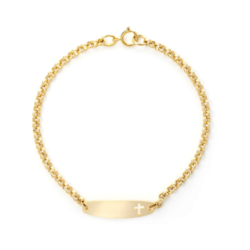 Child's Cross ID Bracelet, Yellow Gold Filled