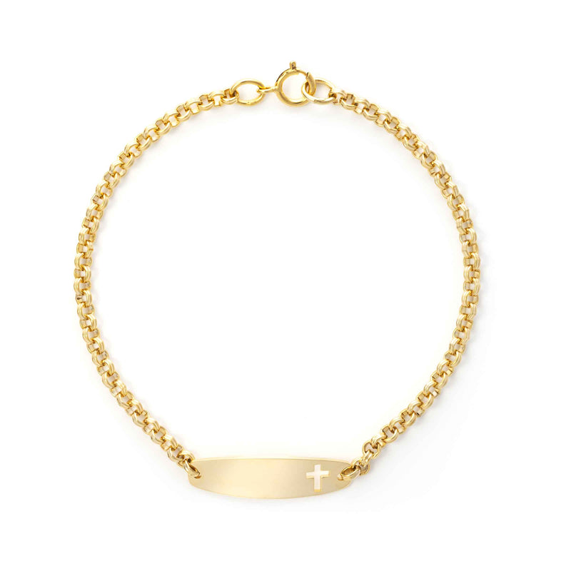 Child's Cross ID Bracelet, Yellow Gold Filled