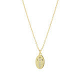 Cubic Zirconia Cross Oval Disc Pendant, Vermeil