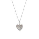 Satin Finish Heart Locket with Cross, 15-Inch Chain, Sterling Silver