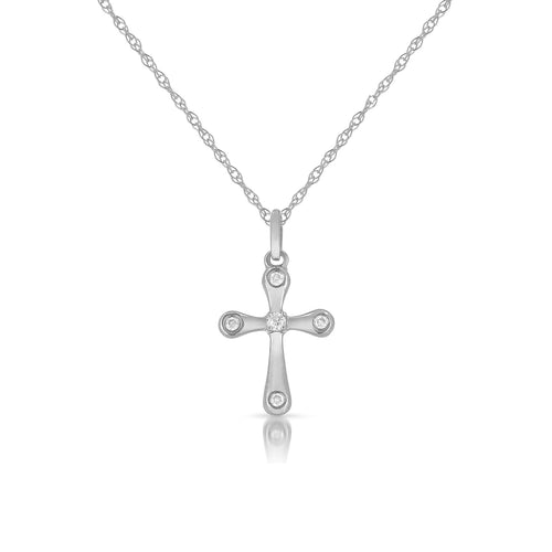 Classic Diamond Cross Pendant, 14K White Gold