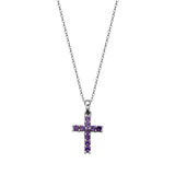 Petite Amethyst Cross Pendant, Sterling Silver