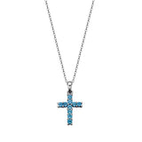 Petite Blue Topaz Cross Pendant, Sterling Silver