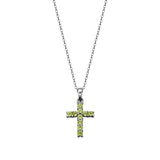 Petite Peridot Cross Pendant, Sterling Silver