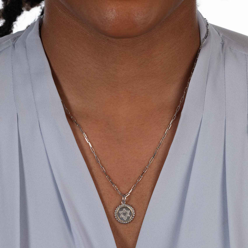Two Tone Star of David Pendant, Sterling Silver and 18K Gold