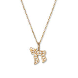 Petite Diamond Chai Pendant, 14K Yellow Gold