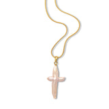 Freshwater Cultured Pearl Cross Shape Pendant, Gold Plated