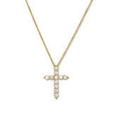Shared Prong Diamond Cross, .30 Carat, 14K Yellow Gold
