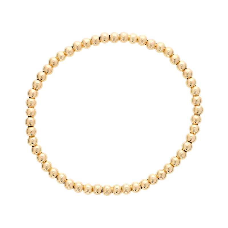 Gold Filled 4 MM Beads Stretch Bracelet, 6.50 Inches