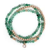 Raw Emerald and Gold Filled Beads, 4MM, Stretch Bracelets, Set of 3