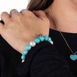 Turquoise and White Baroque Pearls Stretch Barcelet