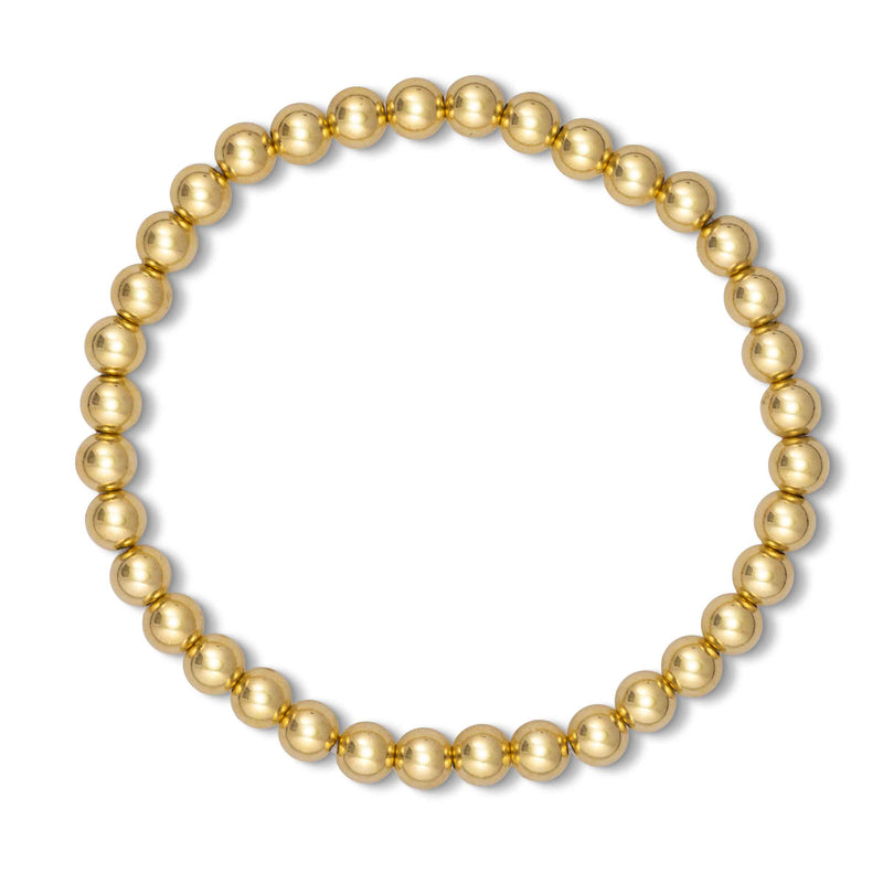 Gold Filled 5 MM Beads Stretch Bracelet, 6.50 Inches