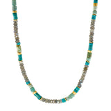 Turquoise, Labradorite and Chrysocolla Bead Necklace, 24K Vermeil