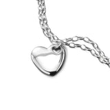 Heart Charm Bracelet with Double Rolo Link Chain, Sterling Silver, 7.25 Inches