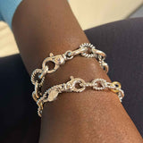 Rope Twist Link Bracelet, Silver and 18K Gold