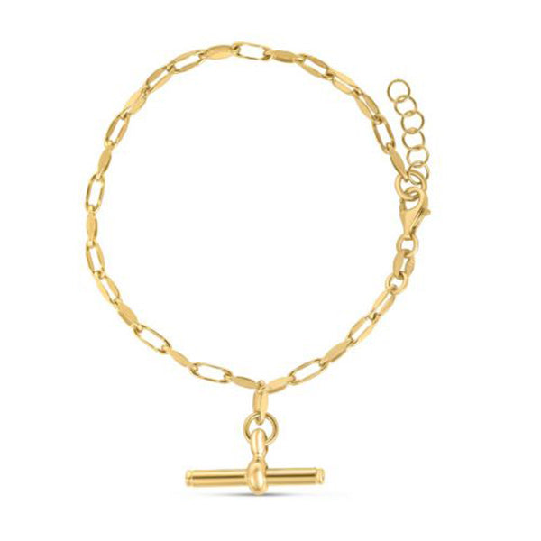 Toggle Drop Link Bracelet, 8 Inches, Vermeil