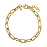 Textured Oval Link Bracelet, Gold Plated