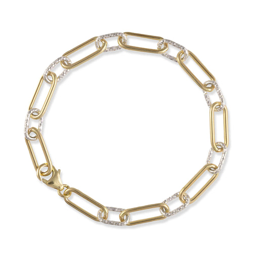 Two Tone Paperclip Bracelet, 7.25 Inches, Sterling and Gold Filled