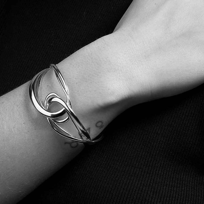 Curved Open Cuff, 8.50 Inches, Sterling Silver