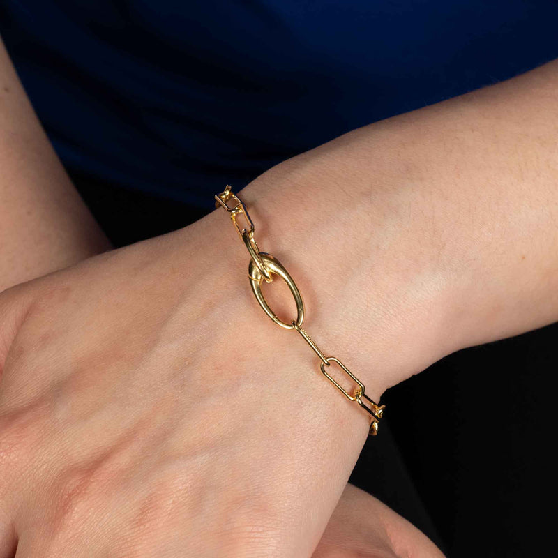 Paperclip Link Bracelet, Gold Plated