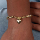 Heart Dangle Bracelet, Yellow Gold Plated
