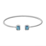 Twist Design Cuff with Swiss Blue Topaz Ends, Sterling Silver