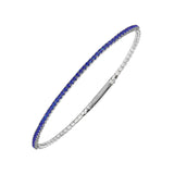 Simulated Sapphire Bangle Bracelet, Sterling Silver