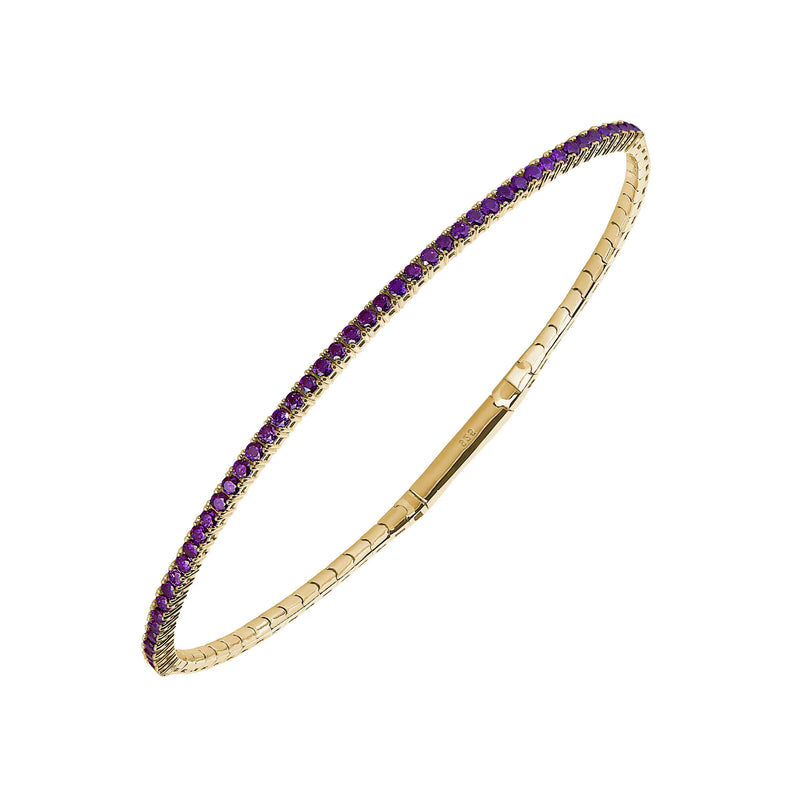 Simulated Amethyst Bangle Bracelet, Gold Plated Silver
