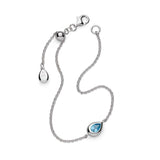 Blue Topaz Drop Chain Bracelet, Sterling Silver