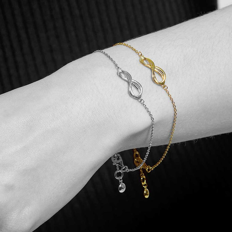 Infinity Symbol Chain Bracelet, 18K Gold Plated