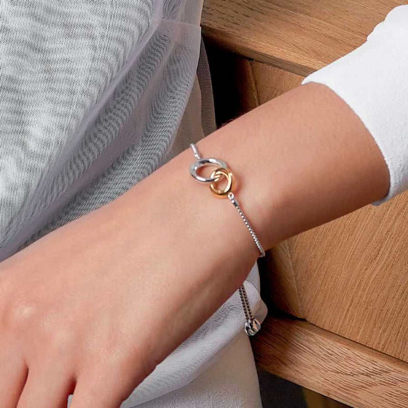 Bevel Cirque Link Chain Bracelet, Gold Plated Silver