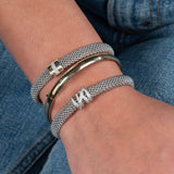 Popcorn Bracelet with Diamonds, Adjustable, Sterling Silver and 18K Gold