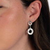 Matte and Shiny Disk Drop Earrings, Sterling Silver