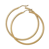 Hoop Earrings, 2 Inches, Yellow Gold Plated
