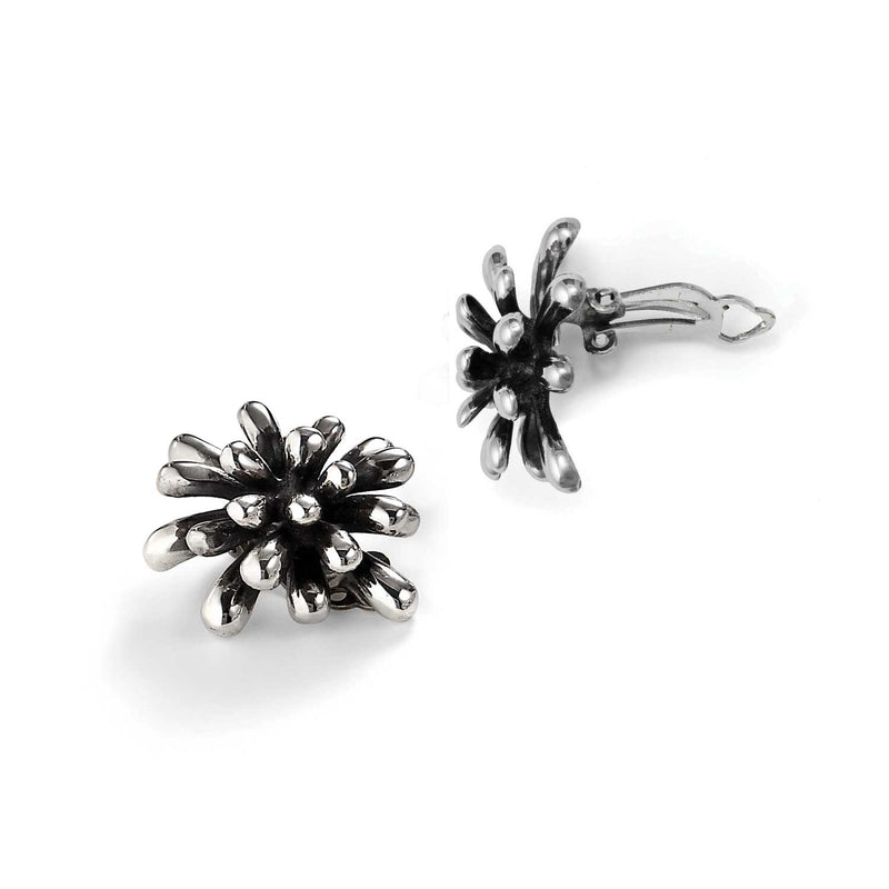 Fireworks Button Earrings, Sterling Silver