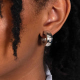 Medium Half-Hoop Non-Pierced Earrings, Sterling Silver