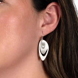 Layered Leaf Drop Earrings, Matte, Sterling Silver