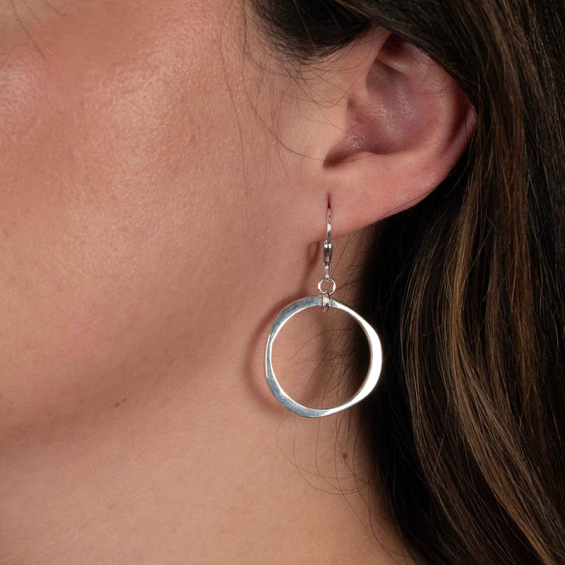 2pcs Silver Circle Drop Earrings For Women - Boho Dangle Earrings, Round Layered Design, Copper