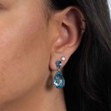 Blue Topaz and White Topaz Drop Earrings, 18K Gold Plated